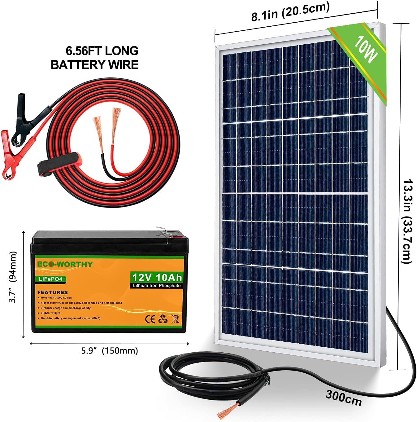 ECO-WORTHY 25 Watts 12V Off Grid Solar Panel SAE Connector Kit: Waterproof 25W Solar Panel + SAE Connection Cable +10A Charge Controller for Car RV Marine Boat 12 Volt Battery