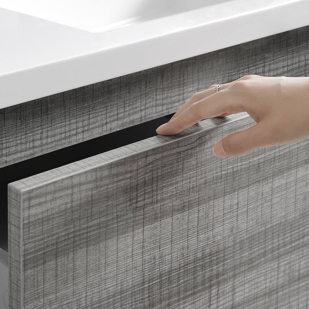 Fresca FCB9324HA-I Lazzaro 24x22 Glossy Ash Gray Free Standing Modern Bathroom Cabinet with Integrated Sink