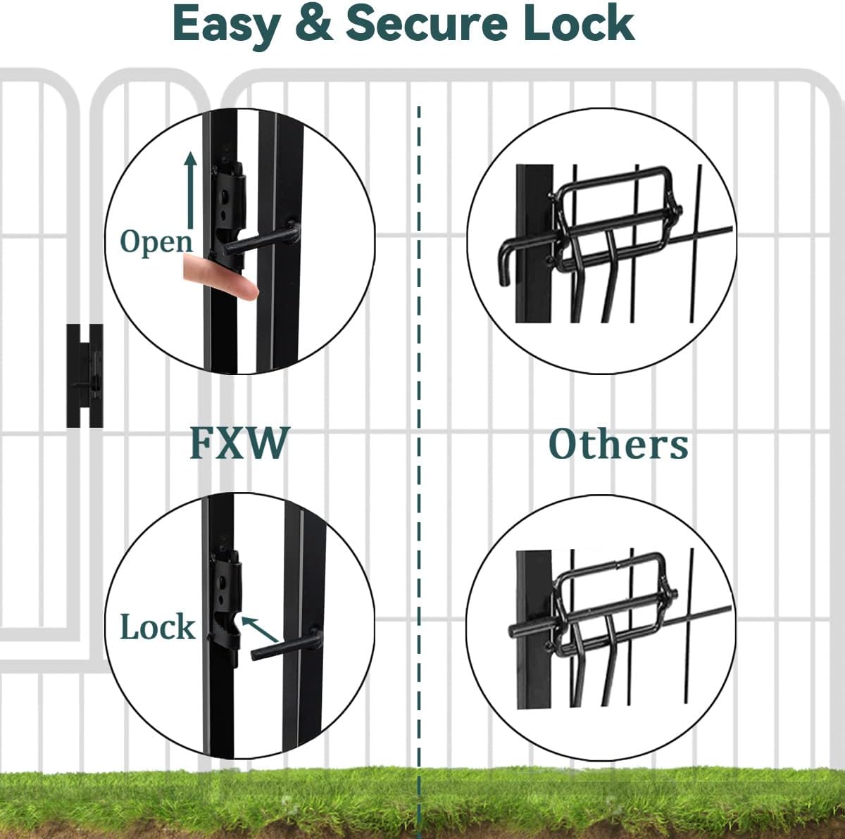 FXW Dog Playpen, 8/16/24/32 Panels Dog Pen Indoor Outdoor 32-Inch Height Puppy Playpen Pet Fence Gate with Doors for Large/Medium/Small Dogs, Exercise Pen for Yard,Camping, RV
