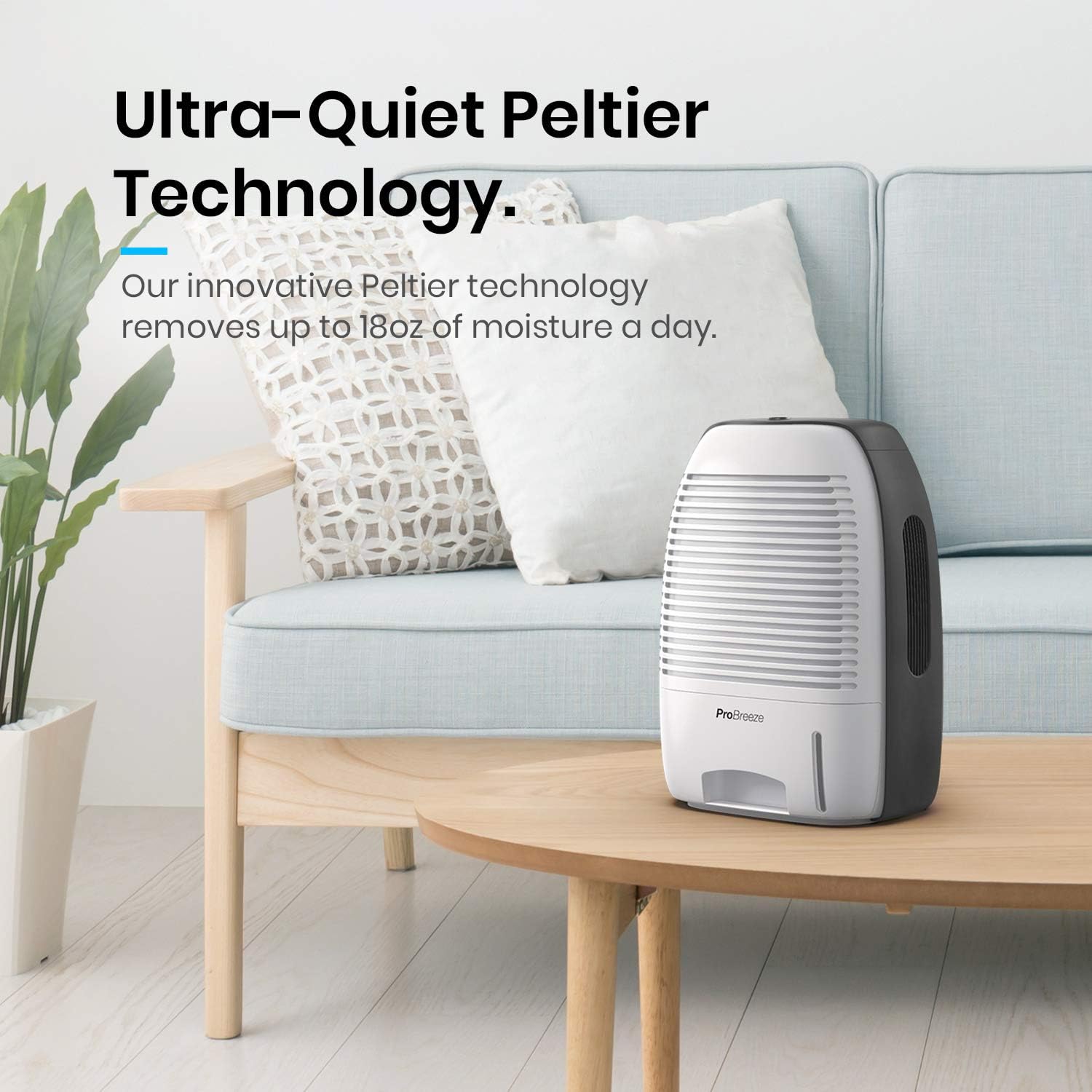 Pro Breeze Premium Electric Dehumidifier Small, 2200 Cubic Feet (250 sq ft), 52oz Capacity, Compact and Portable for Humidity in Home, Basement, Bedroom, RV, Office, Garage - Dehumidifiers for Home Pack of 2