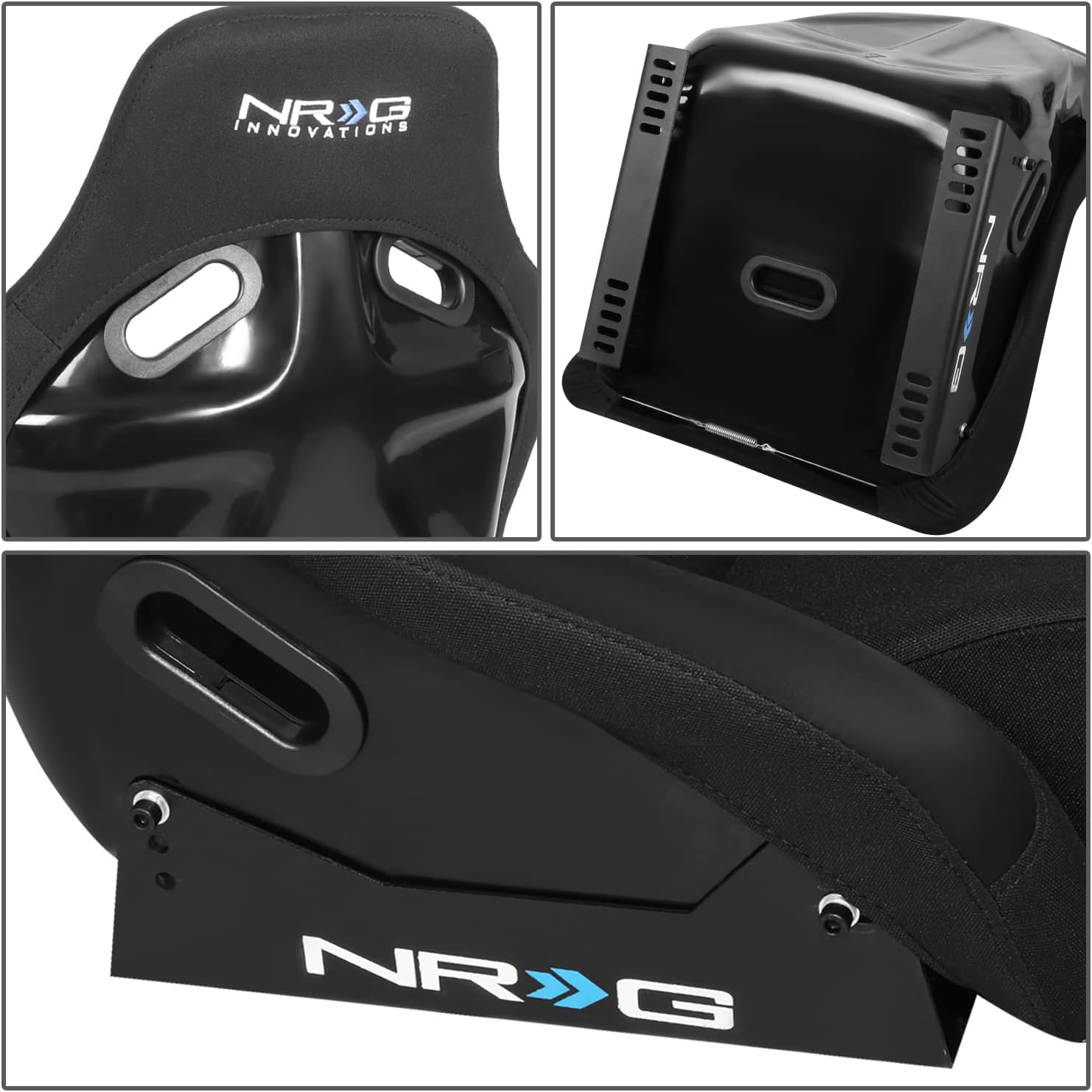 NRG FRP-300E 1-Side Fiber Glass Bucket Style Racing Seat w/Adjustable Mounting Bracket (Black)