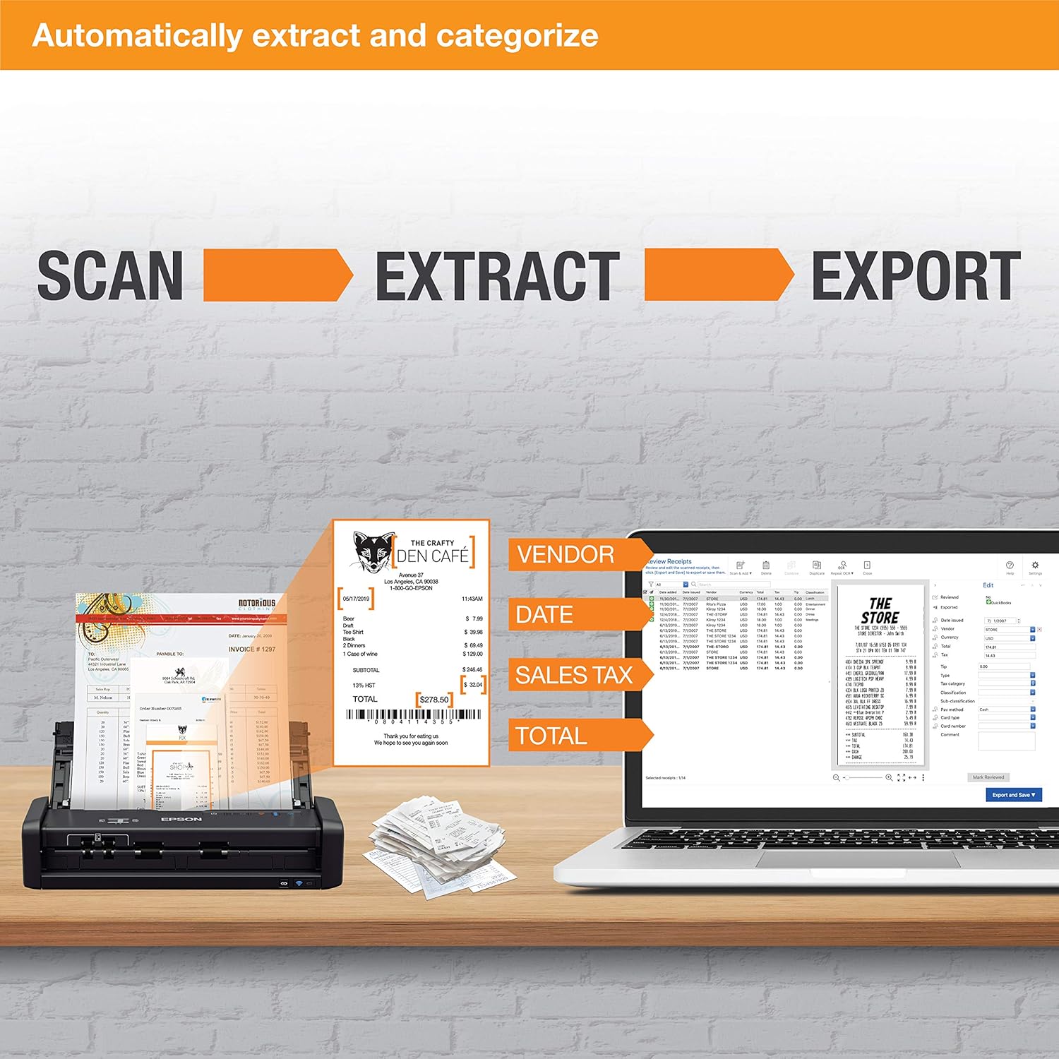 ES-300WR Wireless Color Portable Duplex Document Scanner Accounting Edition for PC and Mac, Auto Document Feeder (ADF)