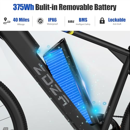 Electric Bike, 1000W Peak Motor, 26” Electric Mountain Bike, 375Wh Removable Battery, 40 Miles Range & 22 Mph Step-Over Ebike for Adults, Electric Bicycle for Commute, 7 Speed