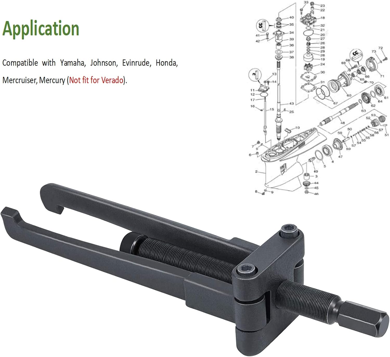 Lower Bearing Carrier Puller Fits for Yamaha Johnston Evinrude Mercury Honda and Mercruiser