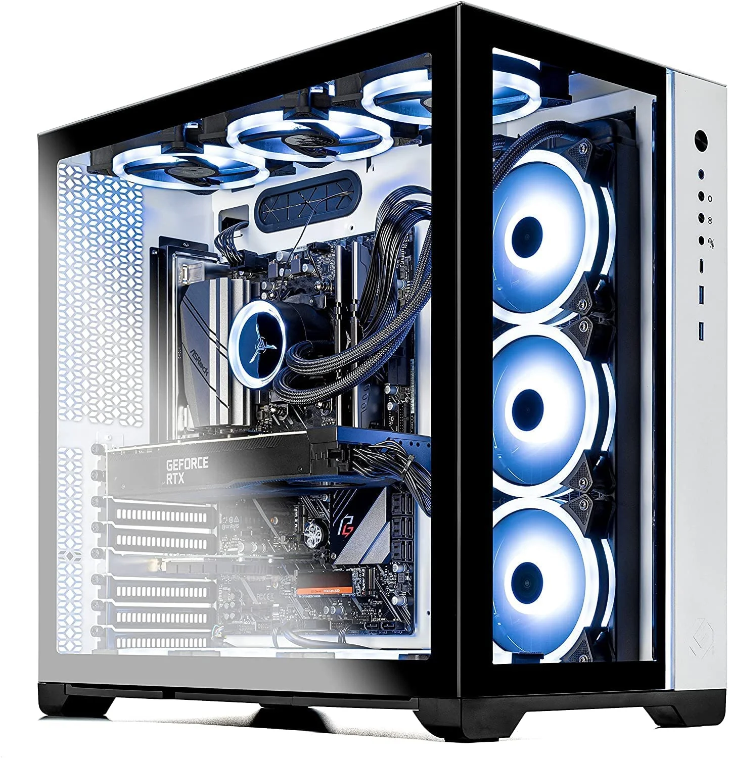Skytech Prism II Gaming Computer PC Desktop - AMD Ryzen 7 5800X 8-Core 3.8GHz, RTX 3080 Ti 12G GDDR6X, 1TB NVMe Gen4 SSD, 16GB DDR4 3200, RGB Fans, 360mm AIO, AC WiFi, Windows 10 Home 64-bit, White