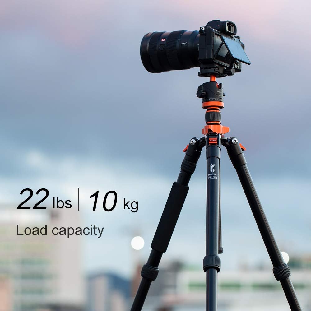K&F Concept 67 inch Camera Tripods,K255A4+BH-28L (TM2515M1) Compact Travel Tripod with Monopod,10kg/22lbs Load Capacity 360° Panorama Ball Head Compatible with DSLR Cameras