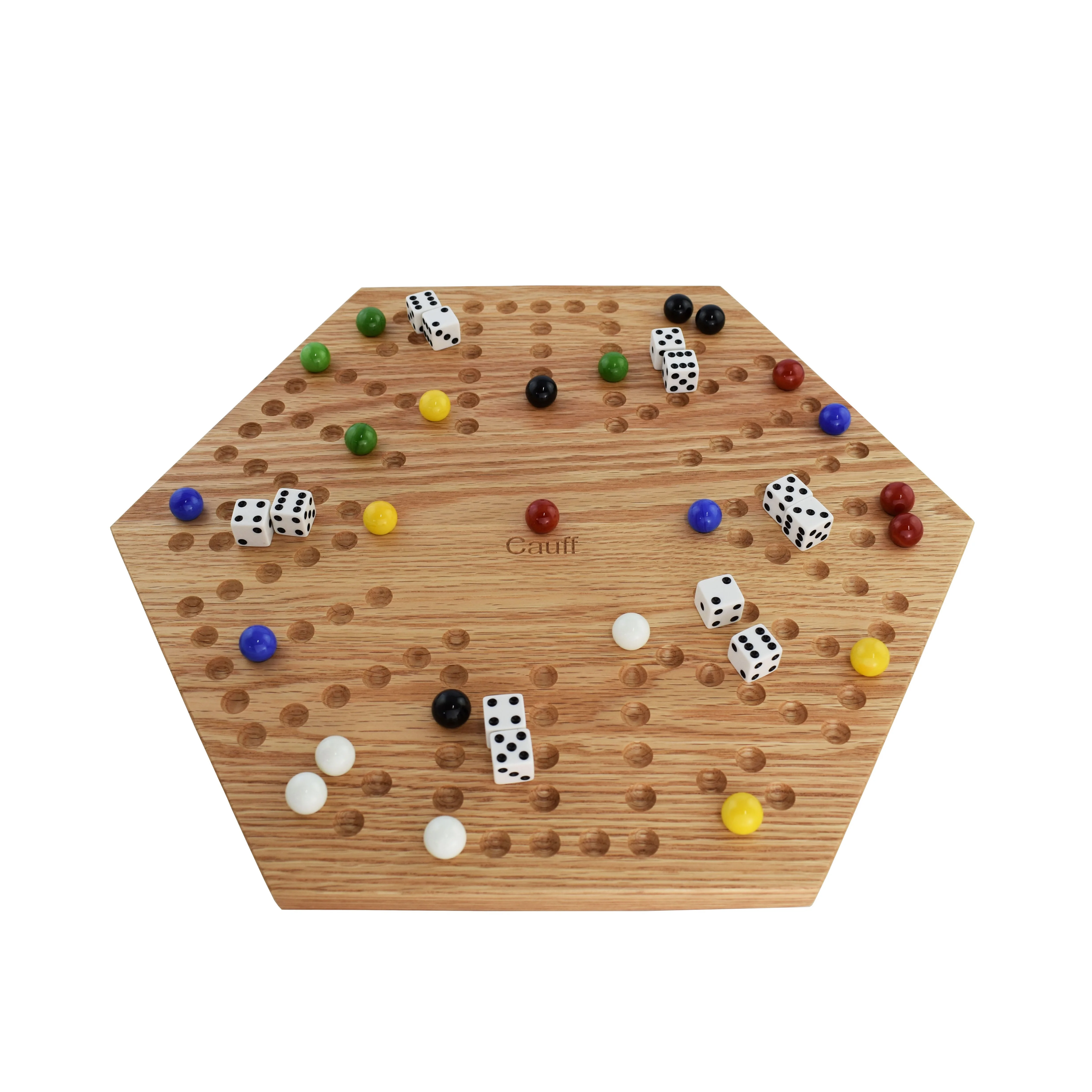 Solid Oak Double Sided Marbles Board Game Wooden 16 inch by Cauff