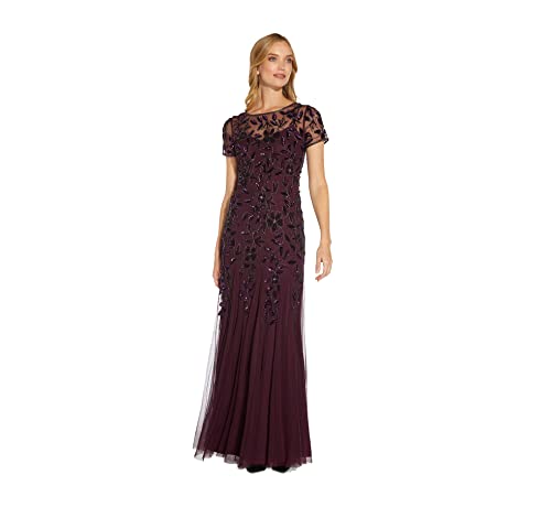 Adrianna Papell Women's Floral Beaded Godet Gown