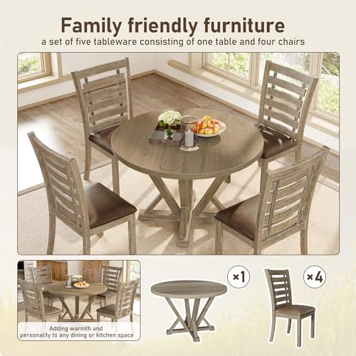 Dolonm Square Dining Table, Farmhouse Rustic Look Square Table for 4 Seaters, Antique Kitchen Table Counter Table, 1pcs Table for Kitchen, Dining Room, Light Brown