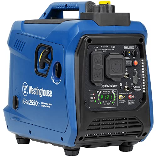 Westinghouse 2550 Peak Watt Super Quiet & Lightweight Portable Inverter Generator, RV Ready 30A Outlet, Gas and Propane Powered, CO Sensor, Parallel Capable, Long Run Time