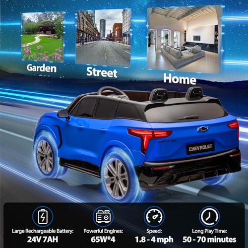 2 Seater Ride On Car for Kids, Licensed Chevrolet 24V 7AH Ride On Toys with Parent Remote Control, Kids Electric Vehicles Battery Powered Cars for Toddlers, Spring Suspension, LED Lights