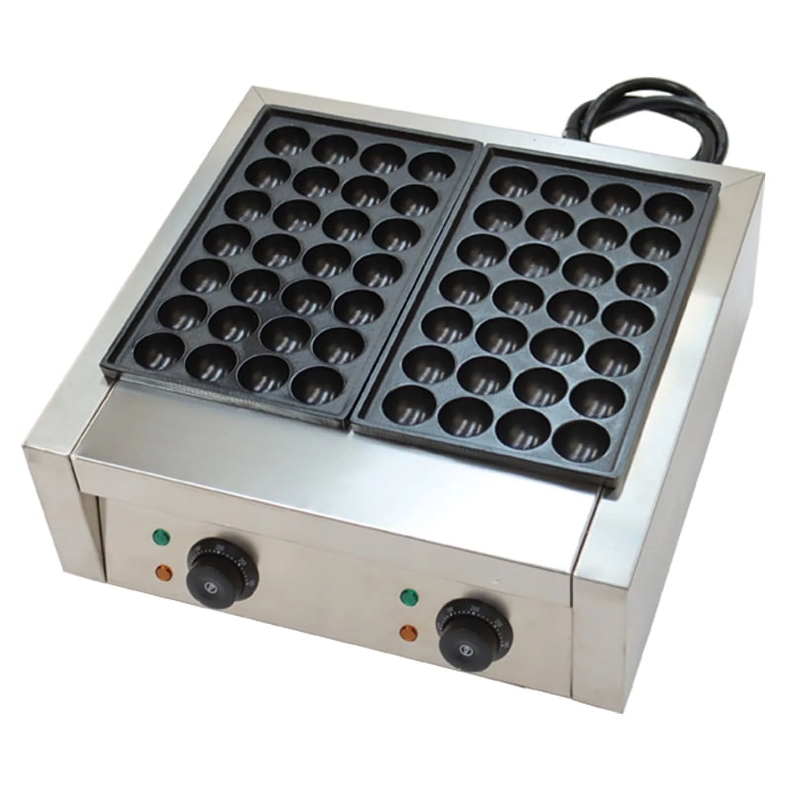 PreAsion Commercial Dual Plate Electric Takoyaki Maker Octopus Cluster Takoyaki Machine Fish Ball Griller Meatball Grilling Machine 56Pcs Per Time 220V