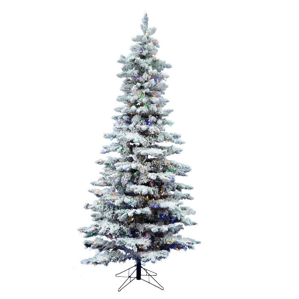 Vickerman 7.5 ft. Flocked Slim Utica Fir Multi LED Christmas Tree