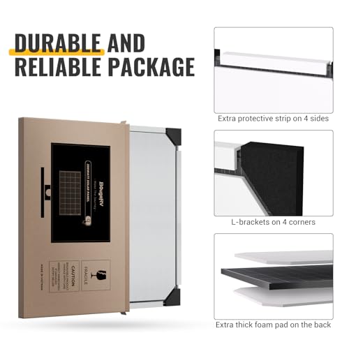 BougeRV 200 Watts Bifacial Solar Panel 10BB Cell, 23% High Conversion Rate, Work with 12 Volts Charger for RV Camping Home Boat Marine Off-Grid (1 PCS)
