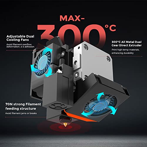 Voxelab 3D Printer Aquila D1 with Smart Auto Leveling, 300°C All Metal Dual Gear 70N Direct Extruder, Dual Z-axis Rails and 5 Step Quick Installation, Print Size 9.3" x 9.3" x 9.8"
