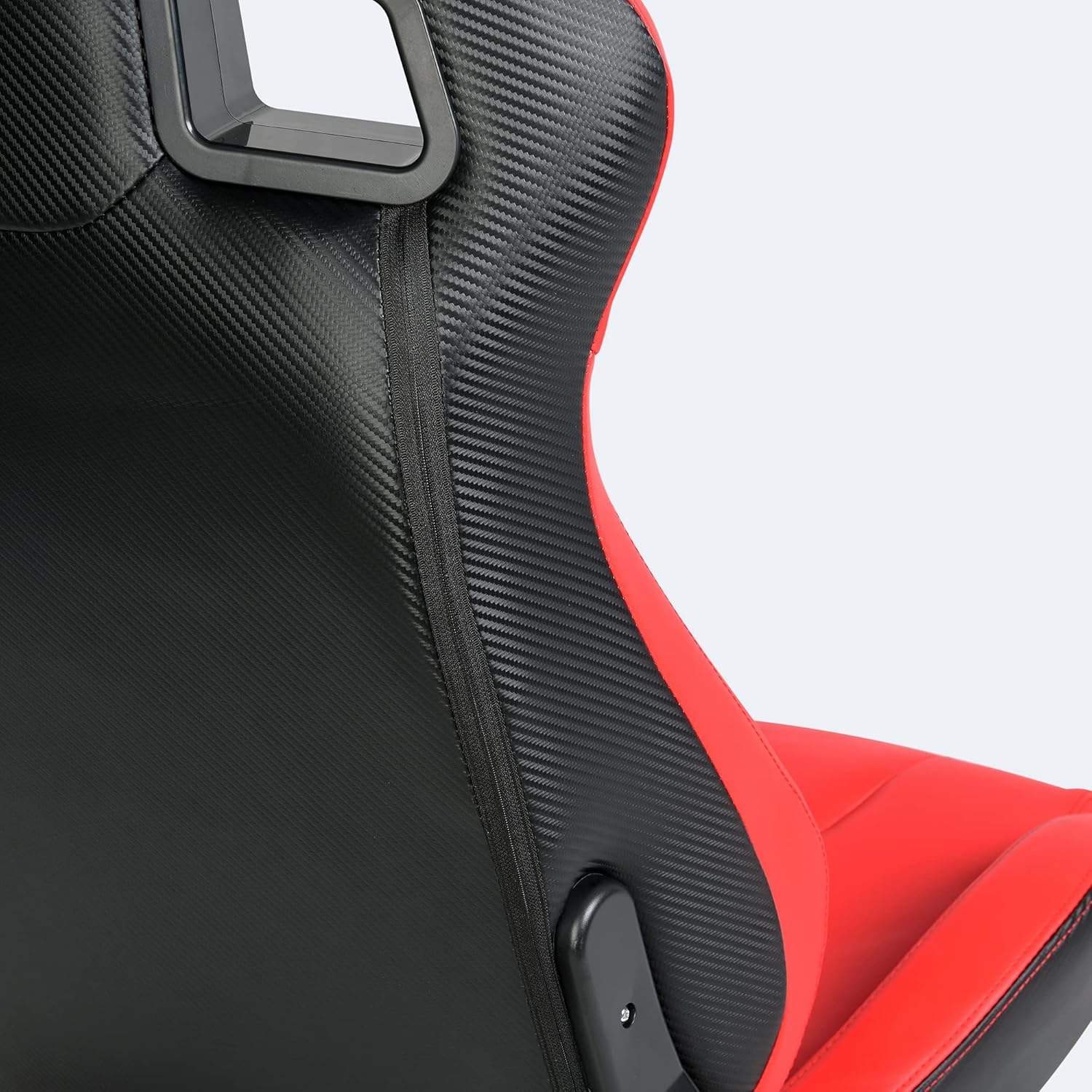 Racing Seats, Pair of PVC Leather Racing Bucket Seats with Dual Sliders, Black with Black Stitching