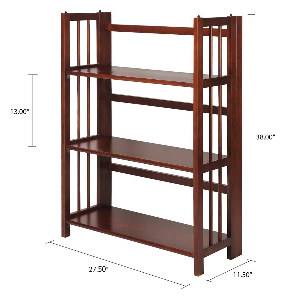 Casual Home 3-Shelf Folding Stackable Bookcase 27.5x22 Wide-Walnut