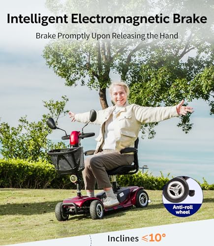 Mobility-Scooters-for-Adults, Powered Mobility Scooter Seniors, All Terrain Motorized Scooter with Seat, Folding Power Wheelchair, 4 Wheel Foldable Electric Scooter-2024 New