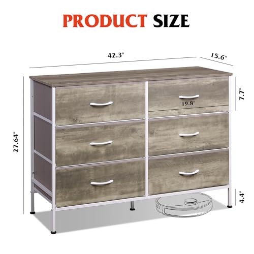 WLIVE 9 Drawer Dressers, Modern Large Wood Dresser Chest for Bedroom Organize with Sturdy Metal Handle, TV Stand for 75 inch TV, Living Room Office, Hallway, Ball Bearing Slide, Grey Oak (63" W)