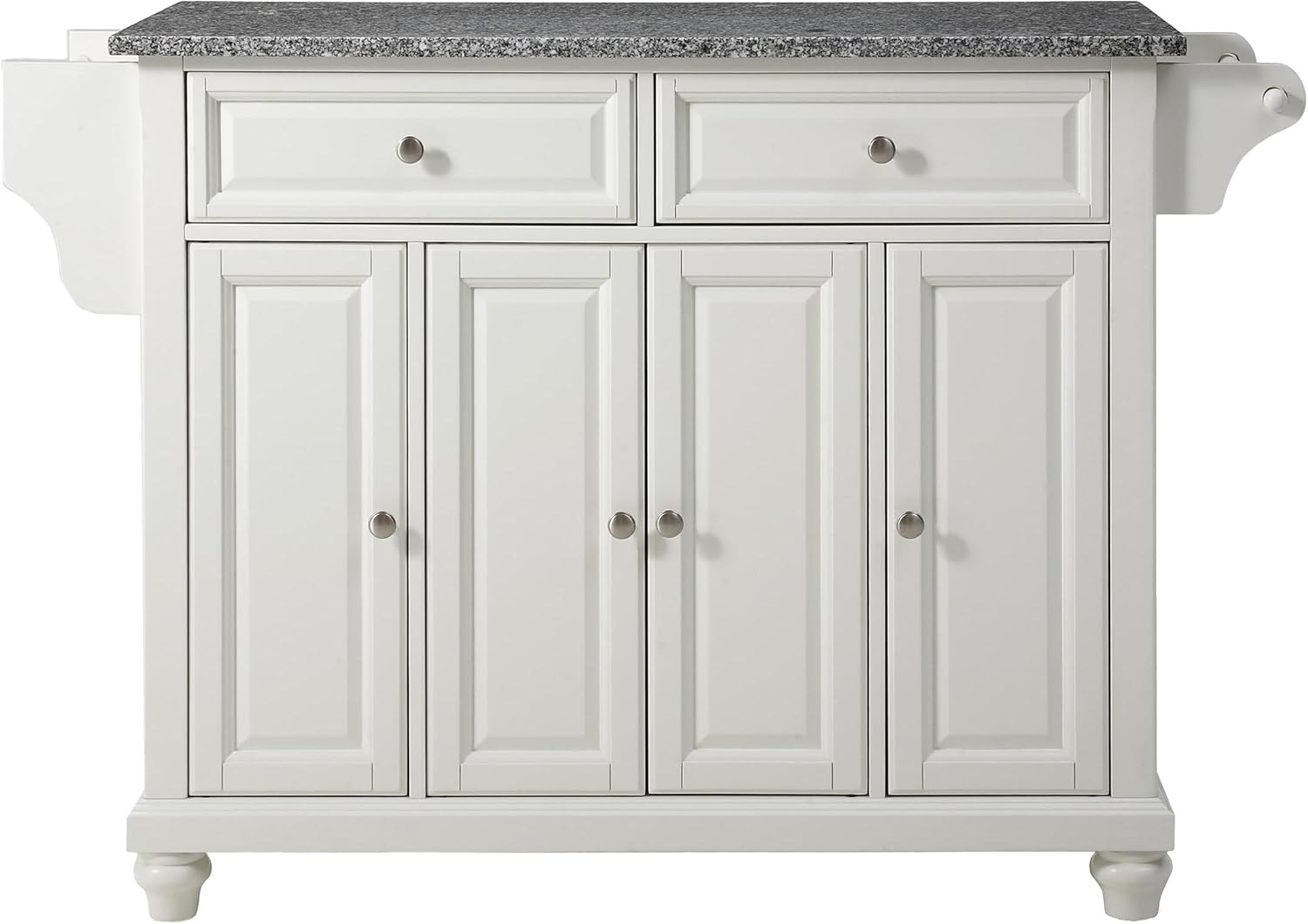 Crosley Furniture Cambridge Full Size Kitchen Island with Solid Black Granite Top, White
