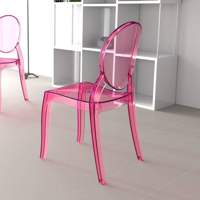 Elizabeth Polycarbonate Dining Chair Transparent Pink, Set of 2