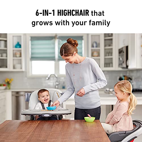 Graco Blossom 6 in 1 Convertible High Chair, Redmond, Infant Highchair, Toddlers Booster & Convenient for Travel