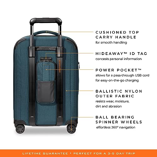 Briggs & Riley Domestic 22" Carry On Expandable Spinner - Luggage for Travel, Suitcases with Wheels, Softside Rolling Bag for Men & Women, Self-Repairing Zipper - ZDX Collection, Hunter