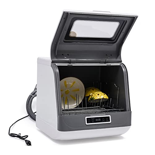 Portable Countertop Dishwasher, Mini Dishwasher with 5L Built-in Water Tank, 5-Program System, 360° Spray for Home, RV, Apartment
