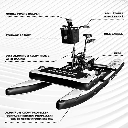 Spatium SUP Water Bike for Lake Inflatable Pedal Boat for One Person Inflatable Water Bike Paddle Board Inflatable Fishing Kayak Water Floating Water Bicycle The Fun of Water and Fishing+Mat