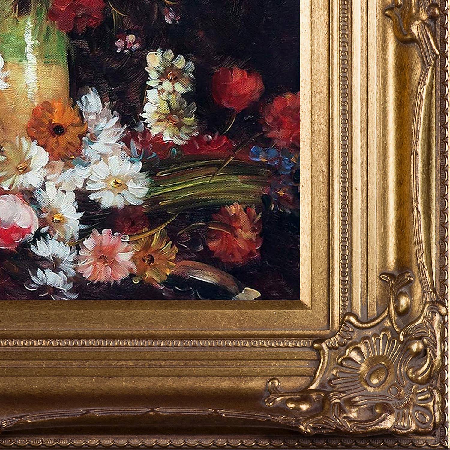 Vincent Van Gogh &Vase with Poppies Cornflowers Peonies and Chrysanthemums& Hand Painted Oil Reproduction, Bronze, La Pastiche