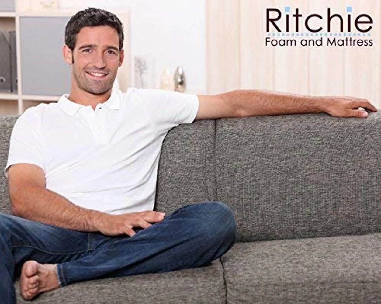 High Density Upholstery Foam Cushion 8"T x 24"W x 80" (50ILD) "EXTRA FIRM" Sofa Seat Replacement Foam Cushion, Foam Padding (White) by Ritchie Foam