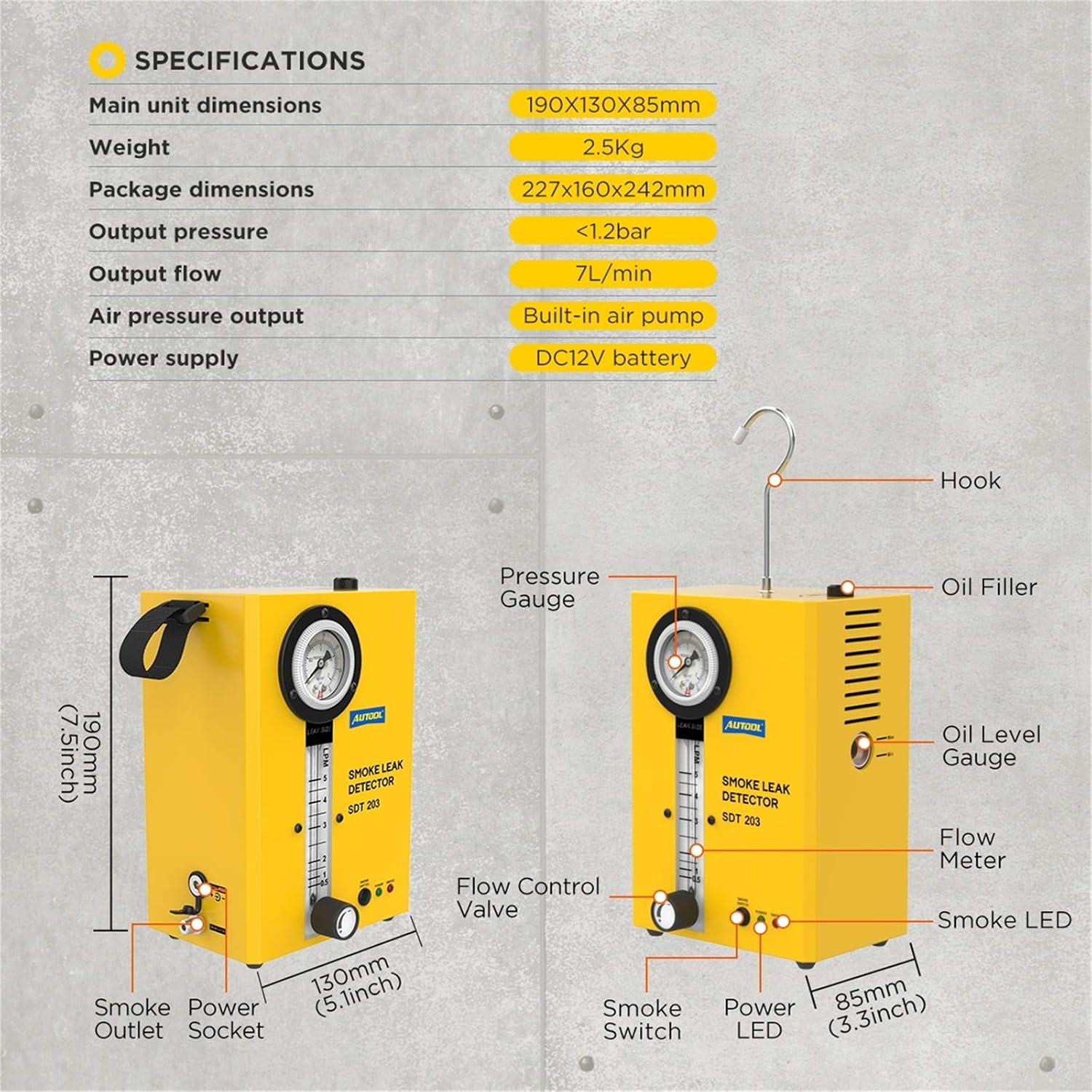AUTOOL EVAP Vacuum Automotive Smoke Machine Leak Detector Diagnostic Tester