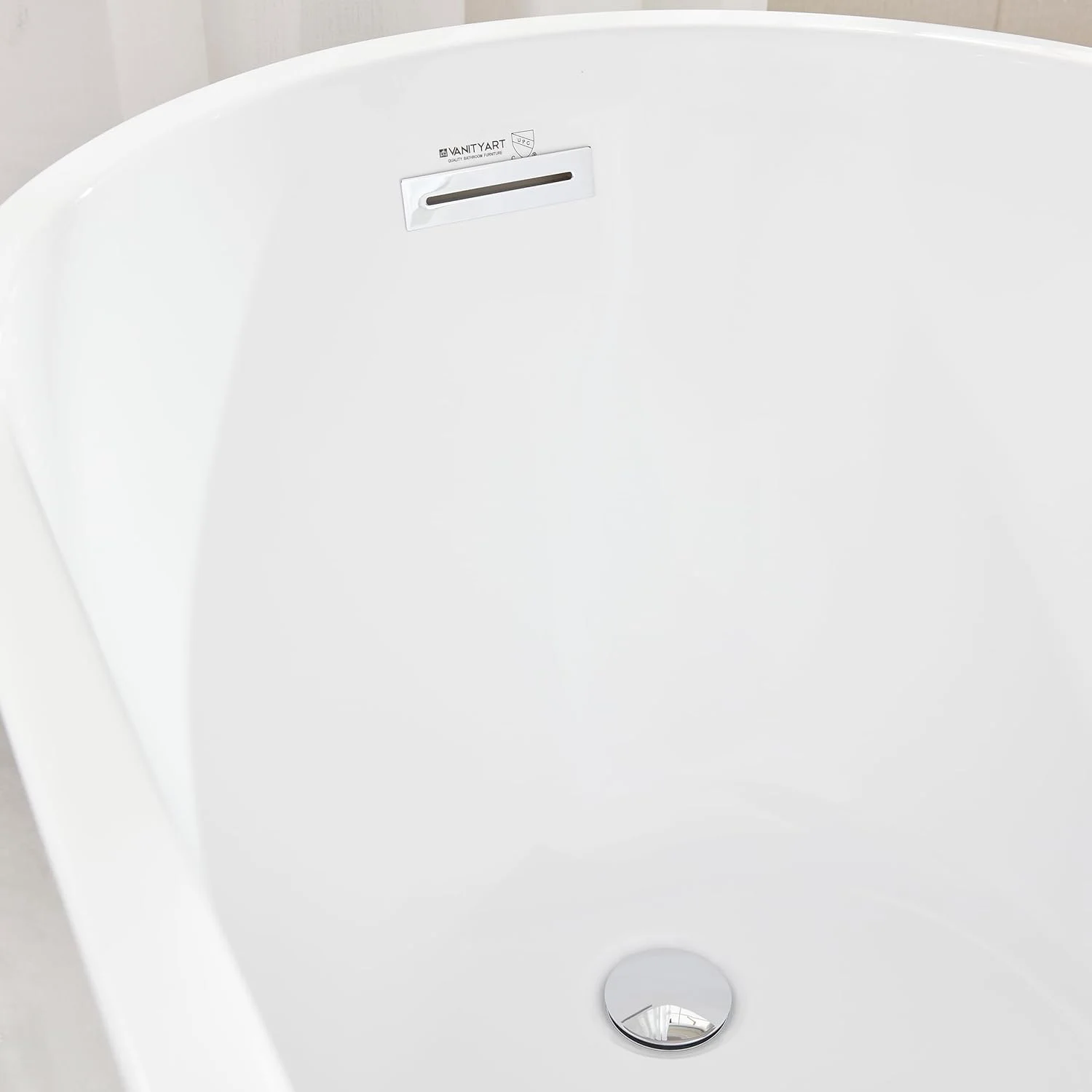 Vanity Art 55'' x 28'' Freestanding Bathtub Acrylic Soaking
