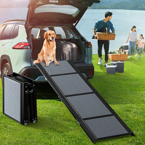Dog Ramp for Car, 71" Extra Long & 17" Wide Pet Ramp, Portable Foldable Dog Car Ramp for Medium & Large Dogs, with Non-Slip Rug Surface, Up to 250LBS Enter a Car, SUV & Truck & Porch Steps (Large)