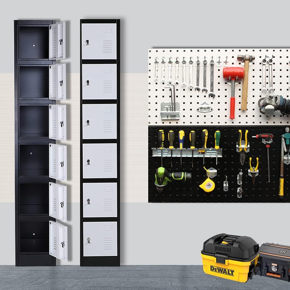 Metal Locker 6 Door Tall Employee Storage Locker Office Storage Lockers with Combination Lock, Locker Storage Cabinet for Home Gym Office School