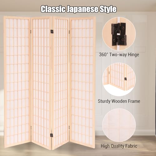 Freestanding Japanese Shoji Screen Room Divider 6 Panels – 5.6FT Tall Foldable Wooden Privacy Partition for Home, Office, Garden & Meditation Space (67" H)