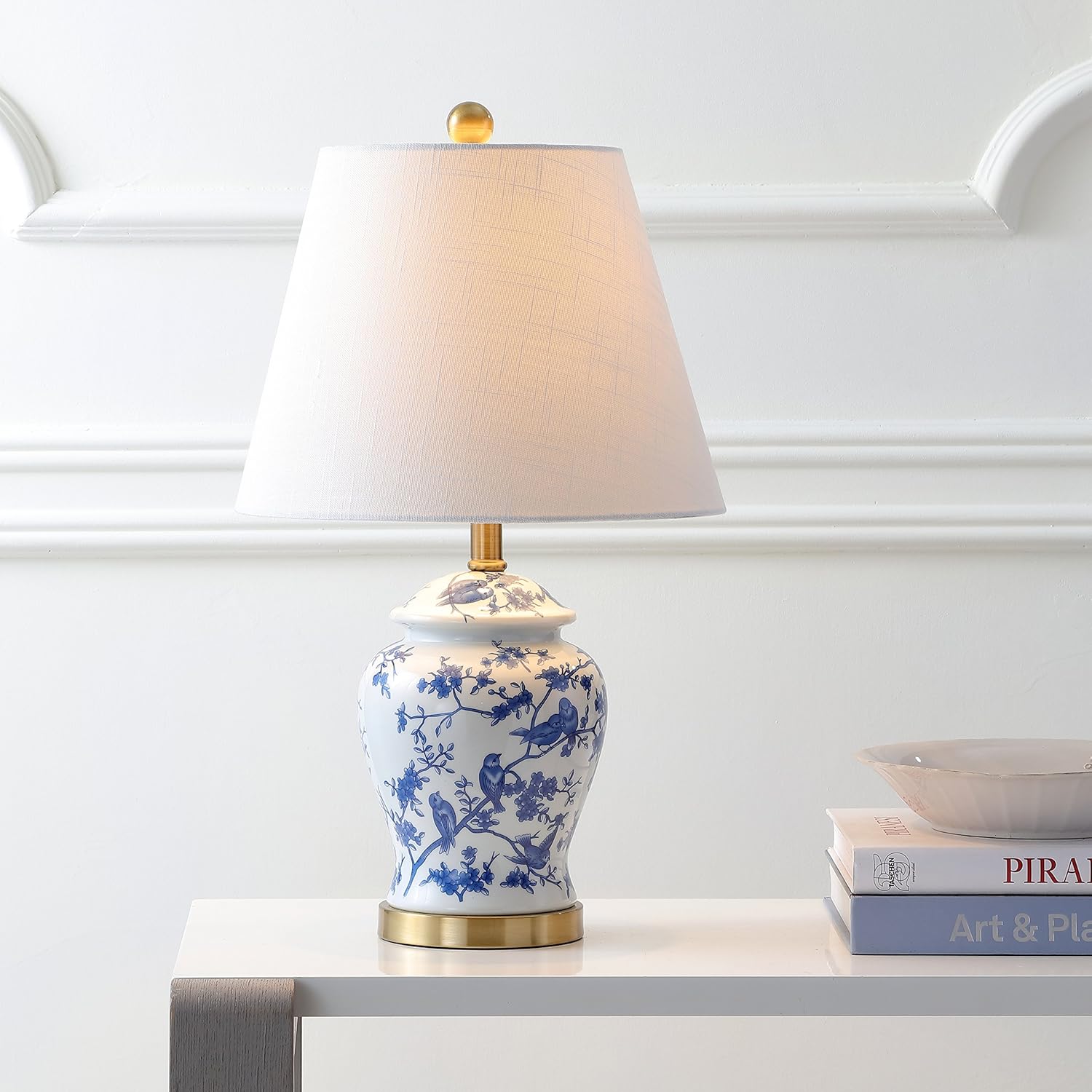 JONATHAN Y JYL3005A Penelope 22 Chinoiserie LED Table Lamp Classic,Cottage,Traditional,Transitional for Bedroom, Living Room, Office, College Dorm, Coffee Table, Bookcase, Blue/White