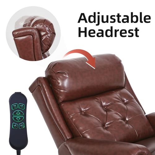 Oversized Power Lift Recliner Chair for Elderly, Extra Wide Lift Chair with Masssage and Heat, Chenille Electric Recliner Chairs for Big and Tall, USB Ports, Coffee