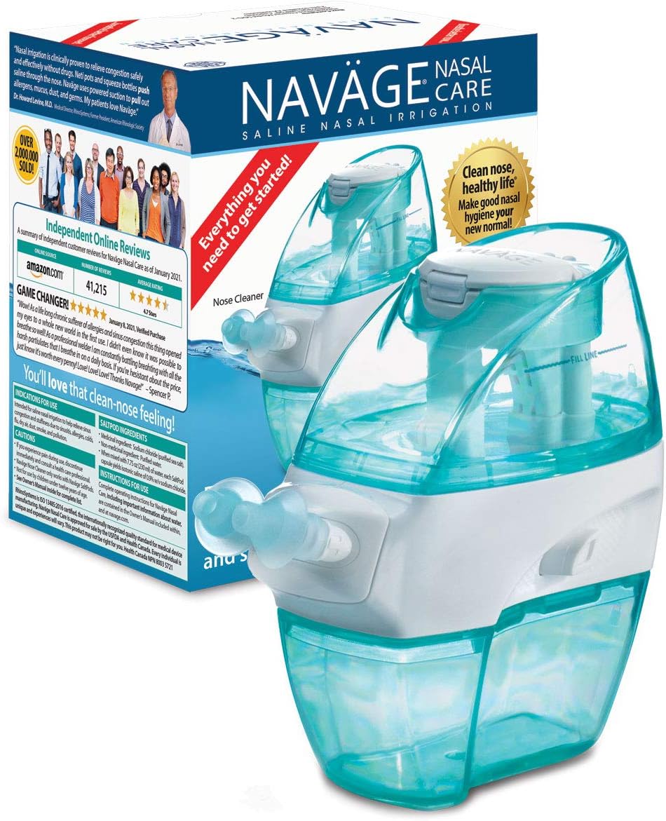 Navage Nasal Care Spa Bundle: Navage Nose Cleaner with 20 SaltPods Inside, SaltPod Cube, and Eucalyptus 2-Pack Sampler. 130.90 if Purchased Separately, You Save 20.95. for Improved Nasal Hygiene.