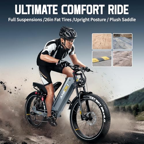 ANIIOKI Electric Bikes for Adults,Peak 2600/3500W Dual Motor/1800W,52V 60Ah Battery Long Range Electric Bike,45MPH 7 Speed,APP Control, Fat Tire Electric Mountain Bikes,UL 2849&UL 2271Certified