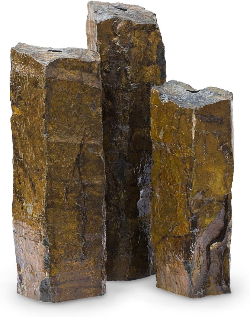 Aquascape Mongolian Basalt Stone Fountain Columns, Set of 3, 24-Inch, 30-Inch, 36-Inch | 58062