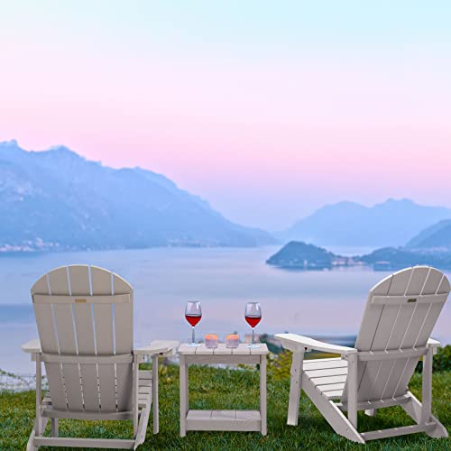 Adirondack Chair, All Weather Resistant Plastic Chairs with Cup Holder, 5 Easy Steps to Install, Outdoor Chairs for Patio, Garden, Backyard Deck, Lawn, Fire Pit - Teak