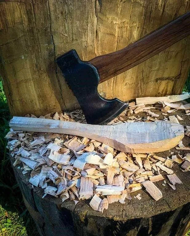 Council Tool 1.7#Wood-Craft Camp Carver Axe, 16x22 Curved Handle Axe Model - USA Made