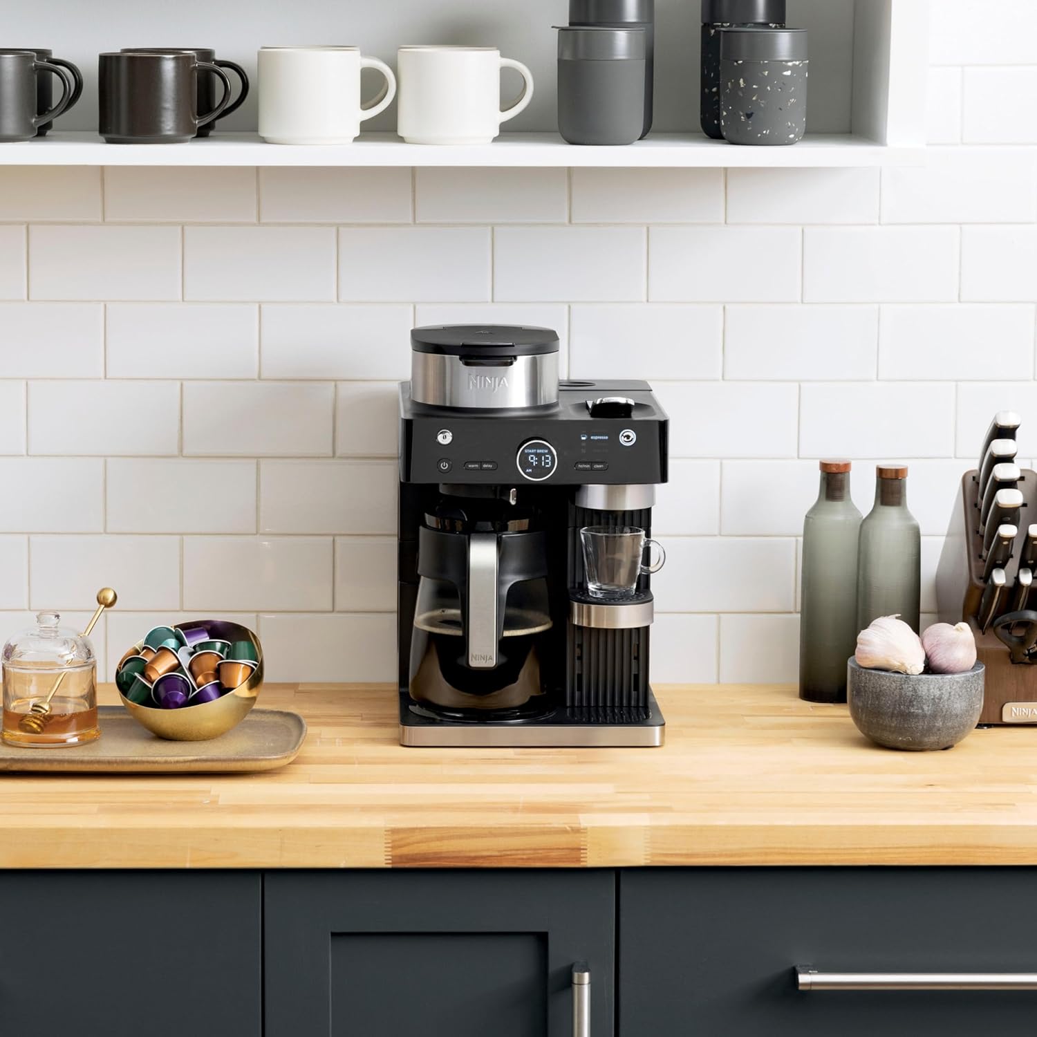 Ninja CFN602 Espresso & Coffee Barista System with Ristretto Function, Single-Serve Coffee & Nespresso Capsule Compatible, 12-Cup Carafe, Built-in Frother, Espresso, Cappuccino & Latte Maker