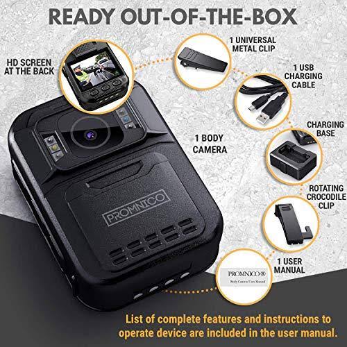 Promnico Police Body Camera for Law Enforcement Wearable Video + Audio Body Camera with Night Vision for Security Guards, Police