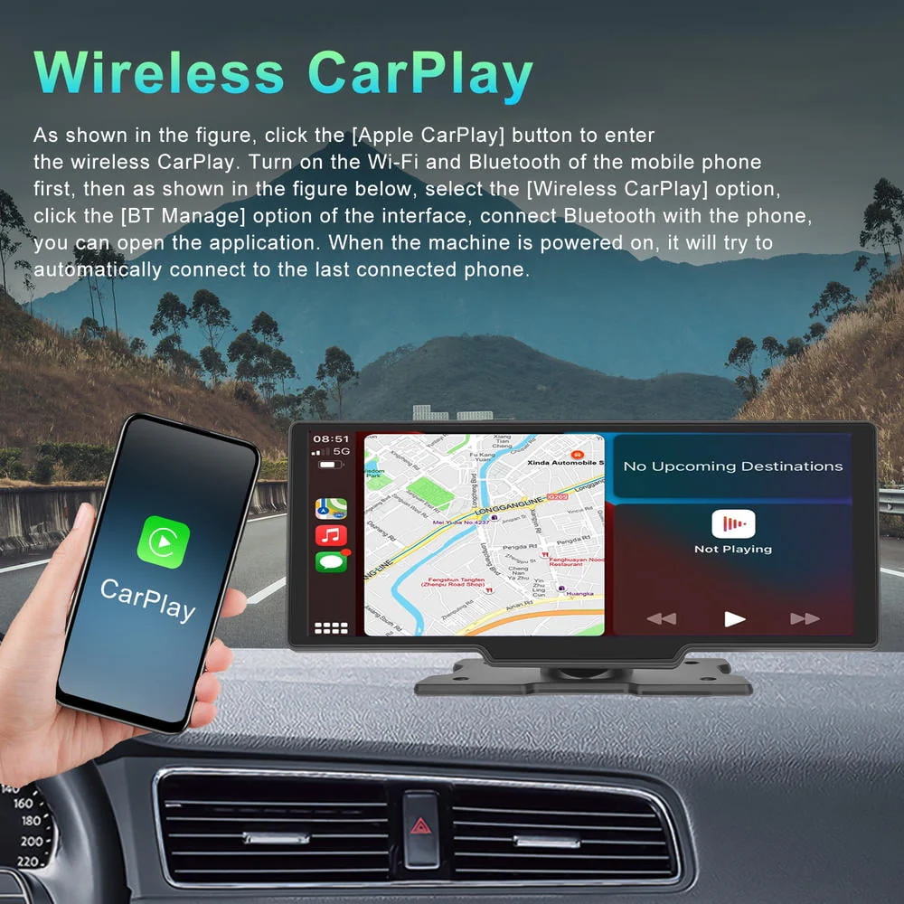 10.26 inch Dash Cam Rear View Camera IPS Color Screen Carplay And Android Smart Player in Car DVR BT FM Mirror Monitor