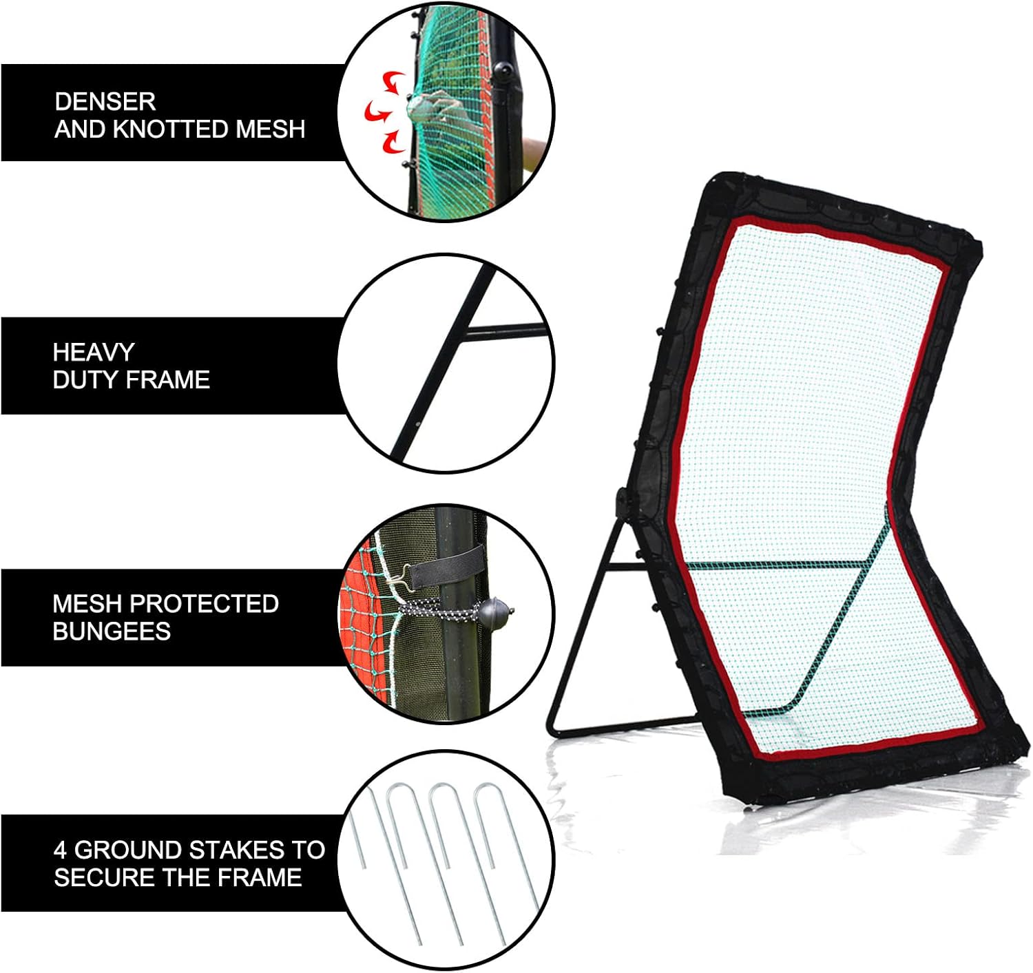 Sharellon Pitch Back Baseball Rebounder, 4X7FT Baseball Softball Rebounder, Pitch Return Trainer and Rebound Net for Practice Catching, Throwing, Shooting