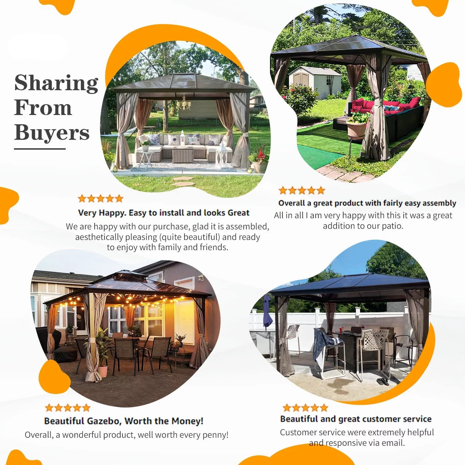 Hommow 10' x 13' Outdoor Hardtop Gazebo, Sun Roof Patio Gazebo with Aluminum Frame