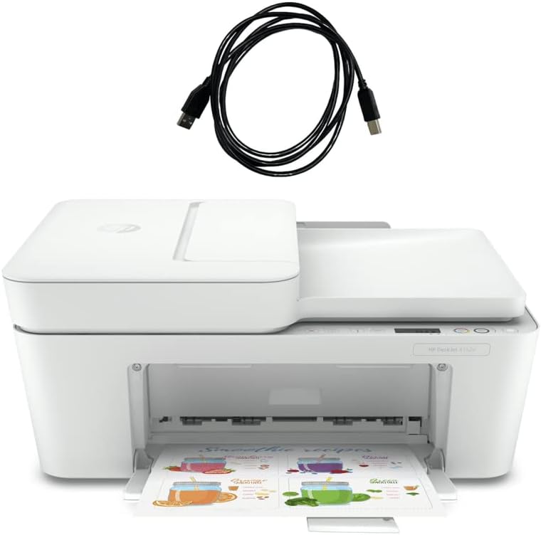 H-P DeskJet 41Series All-in-One Wireless Color Inkjet Printer Mobile Print, Scan & Copy, Auto Document Feeder Features 2-Sided Printing, Multi-Page scanning, and a Bools USB Printer Cable