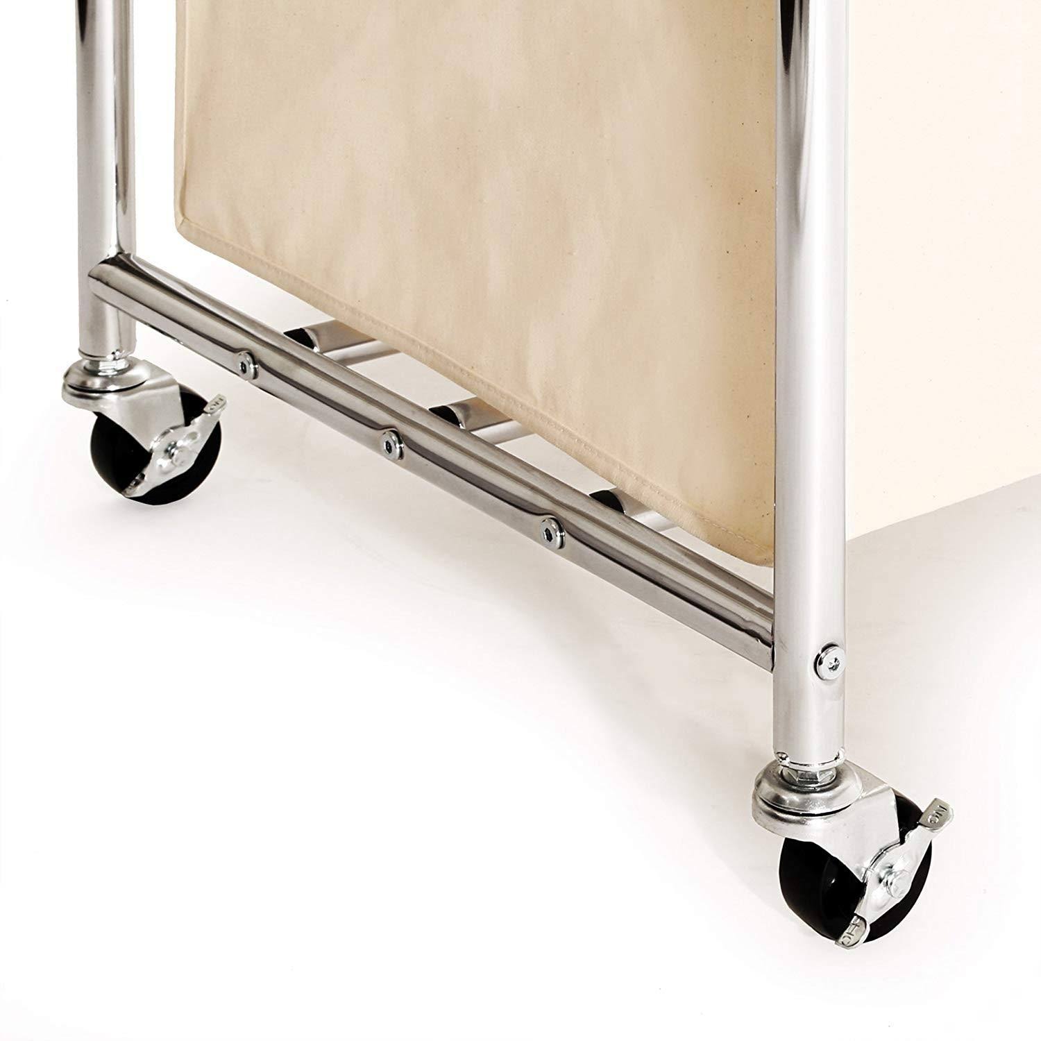 Seville Classics Mobile 3-Bag Heavy-Duty Laundry Hamper Sorter Cart